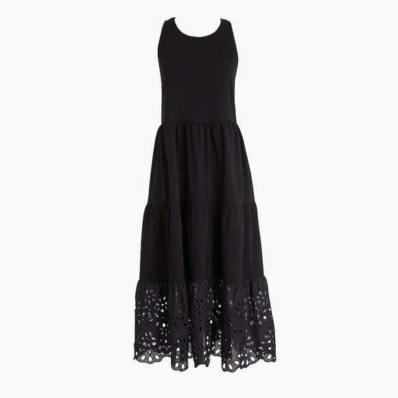 j crew eyelet maxi dress Tiered Maxi Dress In Mixed Eyelet For Women